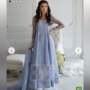 Farah Talib Aziz Pakistani Perwinkle Kalidaar with Dupatta